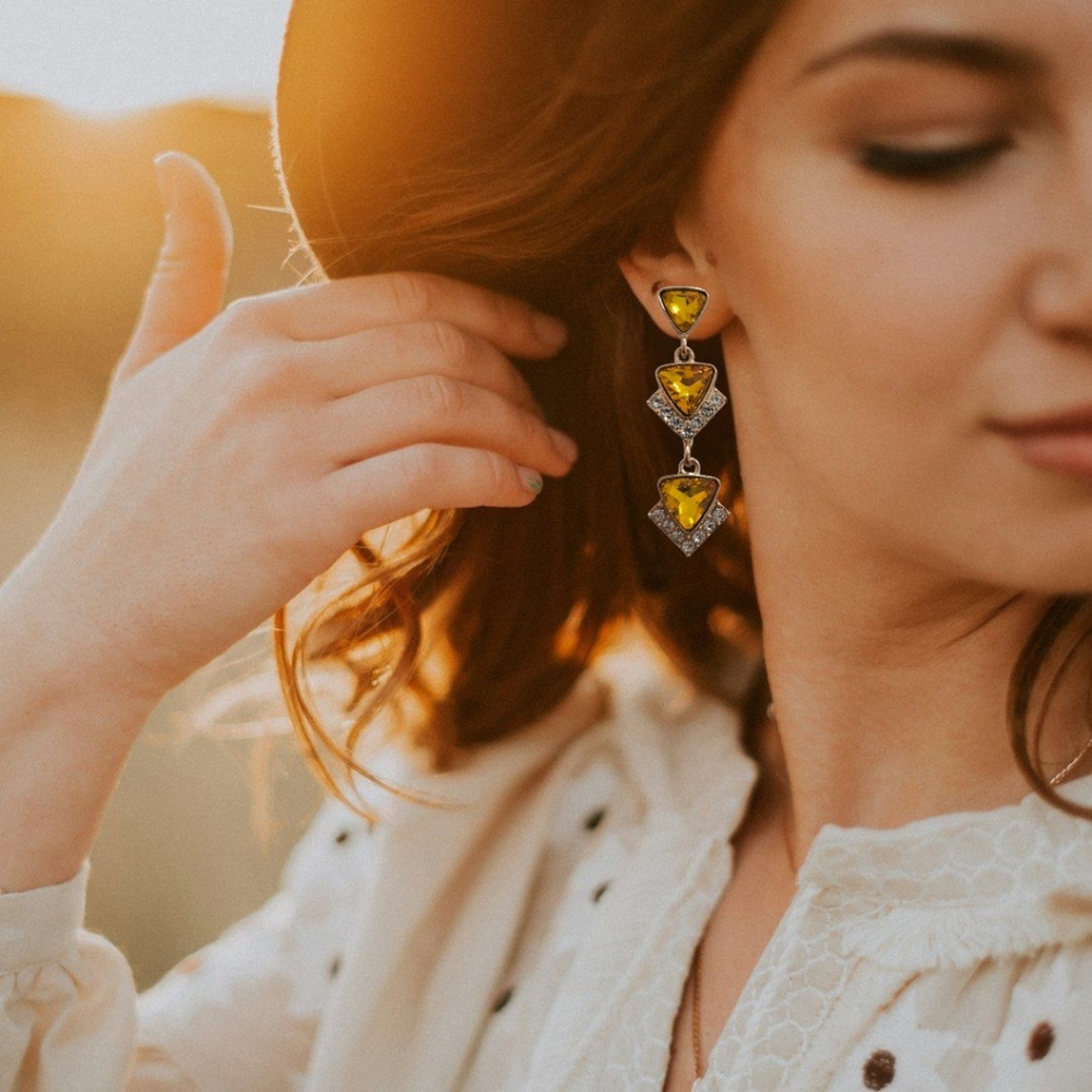 Elegant‎ Yellow Drop Earrings